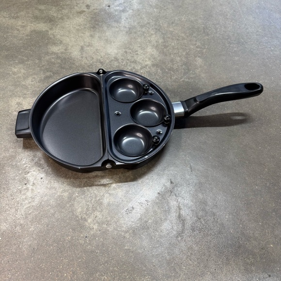 Nonstick Double Sided Folding Frying Pan Egg Poacher Skillet 3 Cup Cookers - Picture 1 of 10